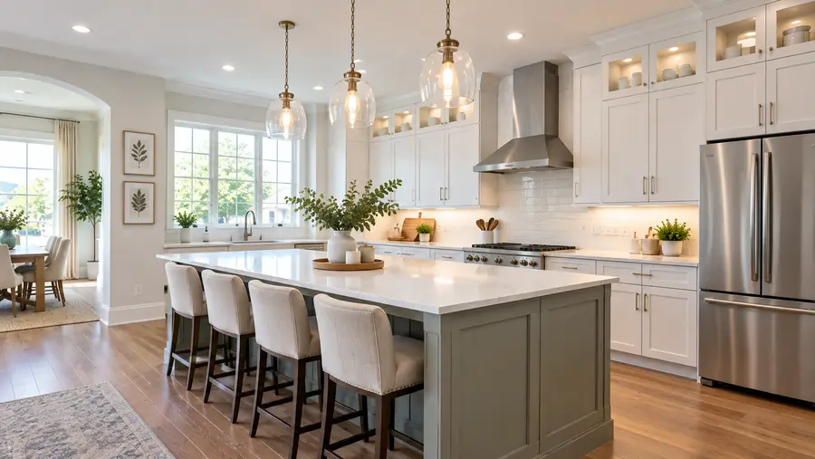 Remodeled kitchen with a large island